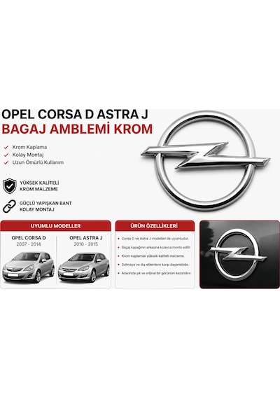 Opel Corsa D Astra J Bagaj Amblemi Krom Logo Yazı