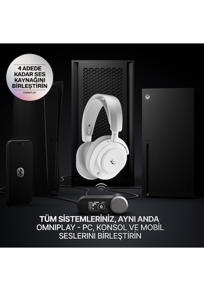 Steelseries Arctis Nova Pro Omni Wireless Ve Bluetooth Hi-res Oyuncu Kulaklığı - Beyaz