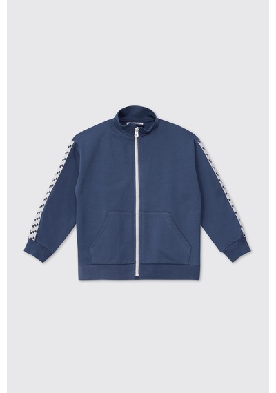 Panço Erkek Çocuk Fermuarlı İndigo Sweatshirt Mavi