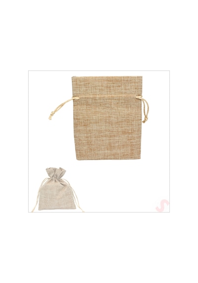 Natürel Jüt Kese, 10cm X 13cm - 12 Adet Çok Renkli