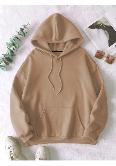 Startmore Kahverengi Unisex Erkek/kadın Justdoıt Renkli Özel Baskılı Oversize Kapüşonlu