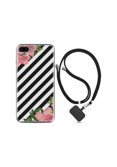 Apple Uyumlu iPhone 7 Plus 8 Plus Kılıf Boyun Askılı Strip Flowers 2 1409