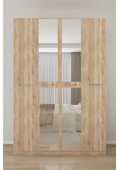 Aeka Ae-3191 Burç Aynalı 4 Kapaklı Çok Bölmeli Askılı Raflı Ve Çekmeceli 210x140x53cm Gardırop Sonomo - Sonomo Aeka Ae-3191 Burç Aynalı 4 Kapaklı Çok Bölmeli Askılı Raflı Ve Çekmeceli 210x140x53cm Gardırop Sonomo - Sonomo