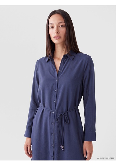 Lcw Everyday Lacivert Oversize Modal Karışımlı Kadın Gömlek Tunik