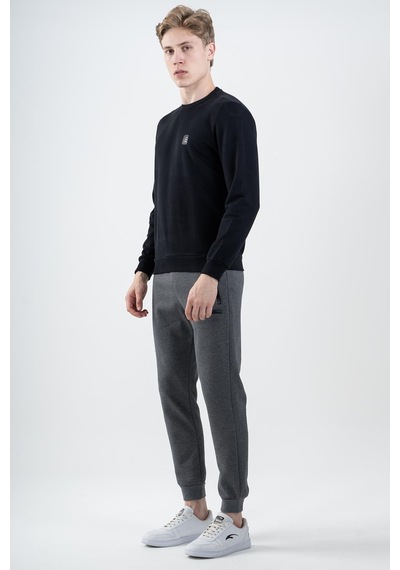 Maraton Sportswear Regular Erkek Bisiklet Yaka Takma Kol Basic Lacivert Sweatshirt 21796-lacivert