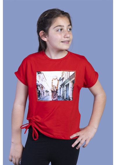 Toontoy Kids Toontoy Kız Çocuk Dijital Baskılı Tişört Kırmızı