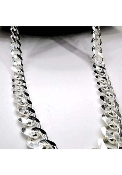 Vog 11mm Gürmet Zincir 925 Ayar Unisex Gümüş Kolye