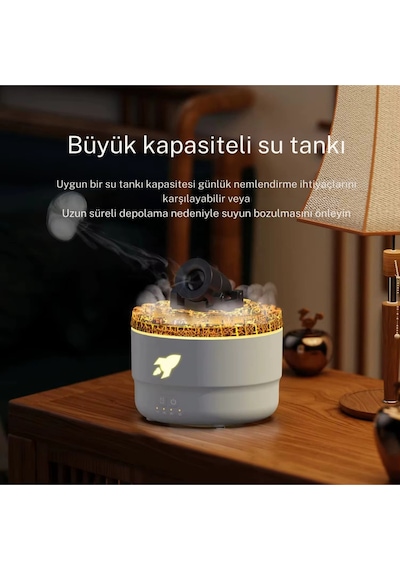 Hava Nemlendirici Alev Topu Görünümlü Volkanik Tasarım Renkli Havan Topu Şekilli Difüzör Hava Nemlen