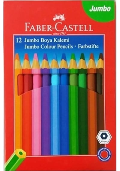 Faber Castell Jumbo Kuru Boya Kalemi Üçgen 12li - 2 Adet Çok Renkli