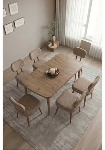 Hopii 80x132 Açılır Kelebek Masa 6 Sandalye Mutfak Masası Takımı, Yemek Masası Takımı Cappuccino Hopii 80x132 Açılır Kelebek Masa 6 Sandalye Mutfak Masası Takımı, Yemek Masası Takımı Cappuccino