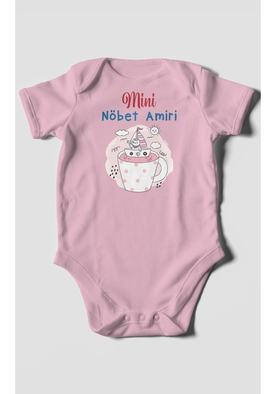 Mini Nöbet Amiri Baskılı Bebek Zıbını Çıtçıtlı Body %100 Pamuk Kısa Kol Koyu Mavi