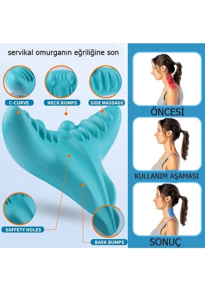 Ortopedik Servikal Boyun Masaj Yastığı Dik Duruş Destekleyici Omurilik Hörgüç Giderici Rahatlatıcı