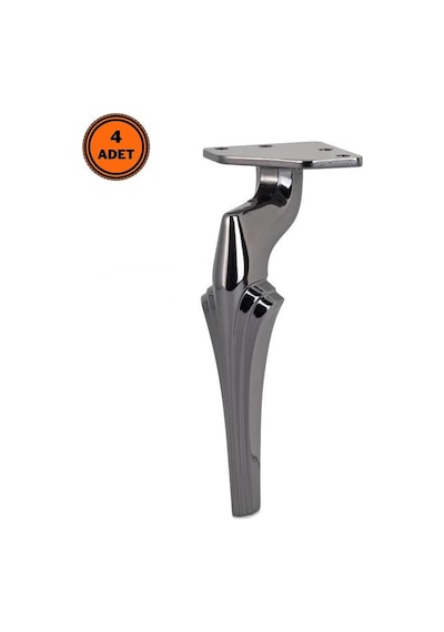 4 Adet Zeus Lüx Metal Ayak 21 Cm Füme Mobilya Koltuk Ayağı