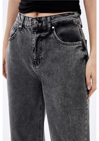 Antrasit Wide Leg Yüksek Bel Jean-antrasit Antrasit