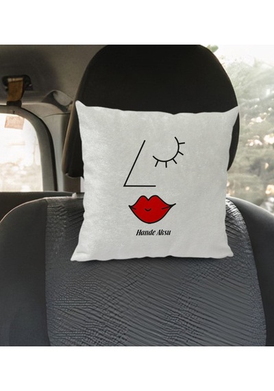 Bk Gift Kişiye Özel İsimli Picasso Kadın Figürlü Kare Araç Koltuk Yastığı-1 Çok Renkli
