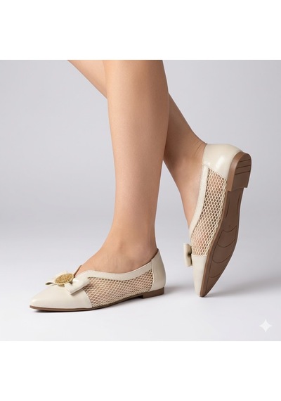 Kindep Shoes Papyon Detaylı Günlük Kadın Babet Ten
