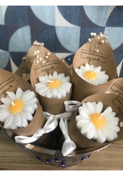 Bernami Mumluk Şamdanpinterest 15 Adet Papatya Kokulu Buket Mumler, Düğün, Nişan, Söz, Kadınlar Ve Anneler Günü Hediyesi Diğer