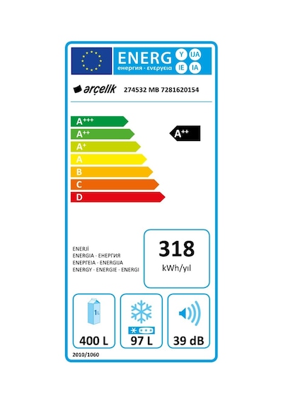 Arçelik 274532 MB No Frost Buzdolabı Beyaz