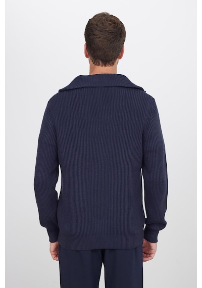 Tudors Erkek Slim Fit Dik Yaka Fermuarlı Lacivert Düz Hırka-41797 Lacivert