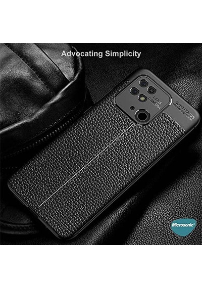 Ayrex Xiaomi Poco C40 İçin Kılıf Deri Dokulu Silikon Siyah Poco C40 İle Uyumlu Kılıf - Siyah Diğer