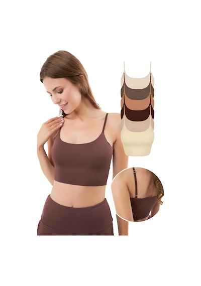 Cottonhill Ayarlanabilir İnce Askılı Lazer Kesim Crop Büstiyer 6'lı Paket Renkli-10 Cottonhill Ayarlanabilir İnce Askılı Lazer Kesim Crop Büstiyer 6'lı Paket Renkli-10