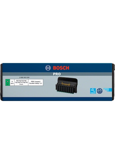 Bosch Pro 1/2" 10-19 Mm Uzun Havalı Lokma Takımı 9 Prç 2608003039