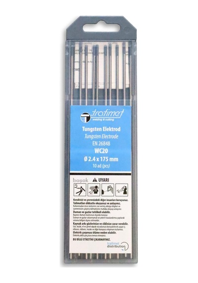 2,4 Mm Wc-20 Gri Tungsten Elektrot 175 Mm Trafimet Adet Fiyatı