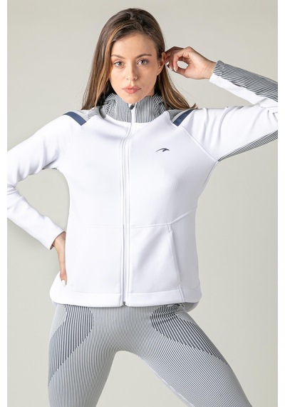 Maraton Active Slimfit Kadın Kapşonlu Uzun Kol Spor Beyaz Tracktop 815015-beyaz