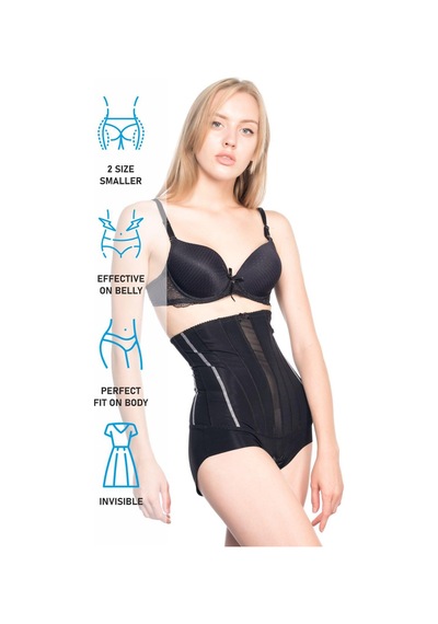 Siyah Mı Emay 2886 Yüksek Bel Tül Slip Lazer Korse Siyah