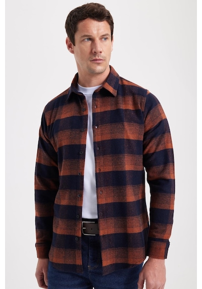 Tudors Erkek Slim Fit Dar Kesim Kareli Kışlık Oduncu Gömlek-42356 Kahverengi Tudors Erkek Slim Fit Dar Kesim Kareli Kışlık Oduncu Gömlek-42356 Kahverengi