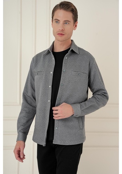 Efor G 1581 Slim Fit Gri Klasik Gömlek Gri