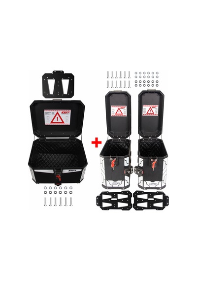 Gp Kompozit Universal 57+40+40 Lt Alüminyum Motosiklet Çanta Seti Siyah Diğer