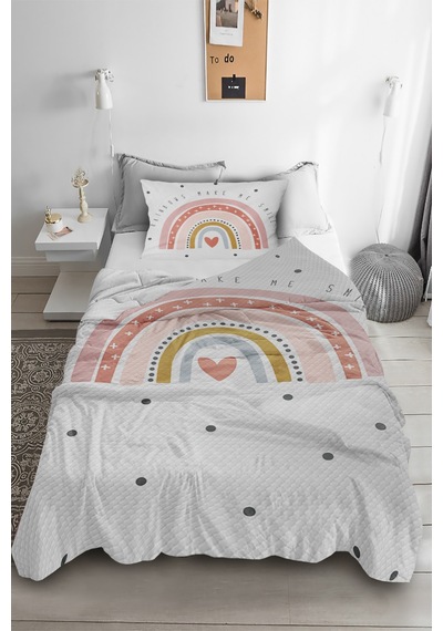 Rainbow Tek Kişilik Pike (Yastık Kılıflı)
