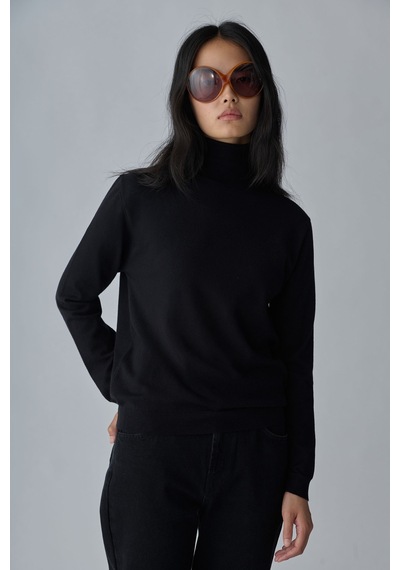 Suud Collection Siyah Balıkçı Yaka Triko Kazak