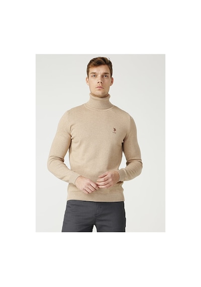 U.S. Polo Assn. Düz Camel Erkek Kazak Çok Renkli