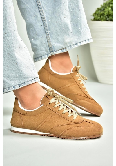 Fox Shoes U652846202 Taba Süet Kadın Spor Ayakkabı Sneakers Taba-süet