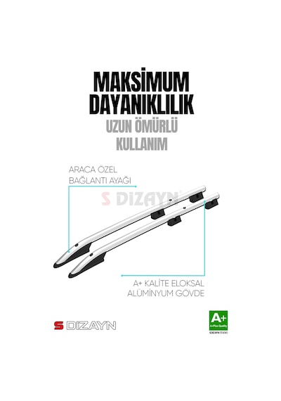 S-dizayn Renault Express Aluminyum Gri Tavan Çıtası Sport Model 2021 Üzeri A+ Kalite