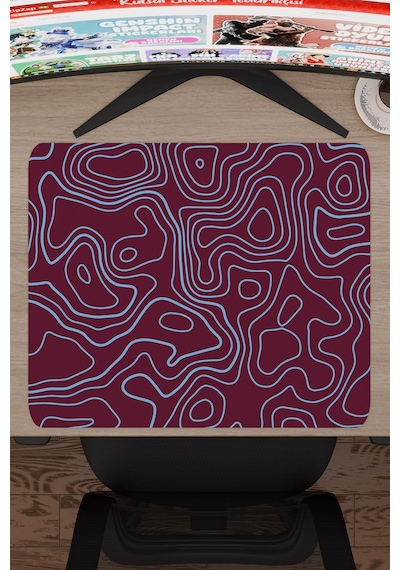 Bordo Mavi 48x40 Xl Taraftar Gaming Oyuncu Mouse Pad Kaymaz Taban Büyük Fare Altlığı Topography