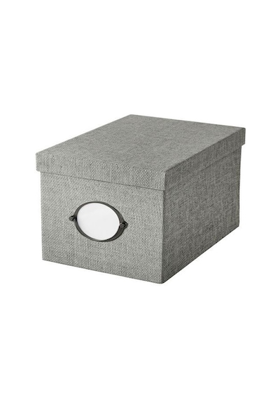 Ikea Kvarnvık Kapaklı Karton Saklama Kutusu 25 X 35 X 20 Cm Gri