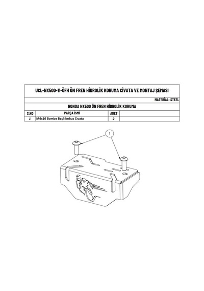 Moto Üçel Honda Nx 500 Uyumlu Hidrolik Koruma