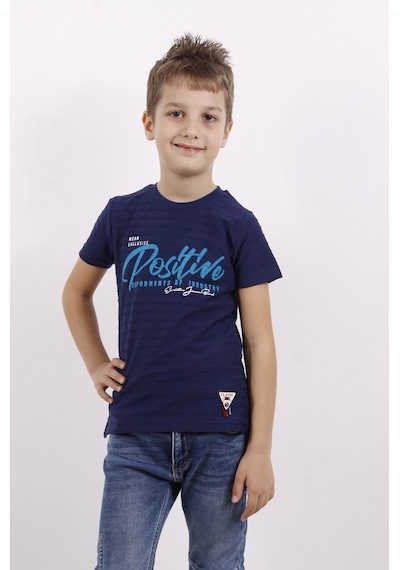 Toontoy Kids Toontoy Erkek Çocuk Flok Baskılı Örgülü Tişört Lacivert