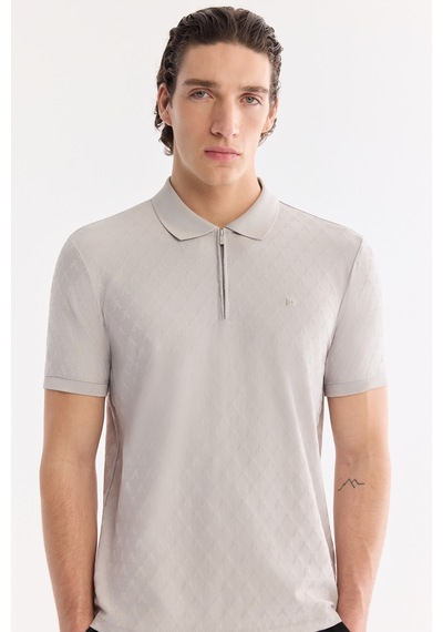 Avva Erkek Taş Kıvrılmaz Polo Yaka Fermuarlı Regular Fit T-shirt A61y1090