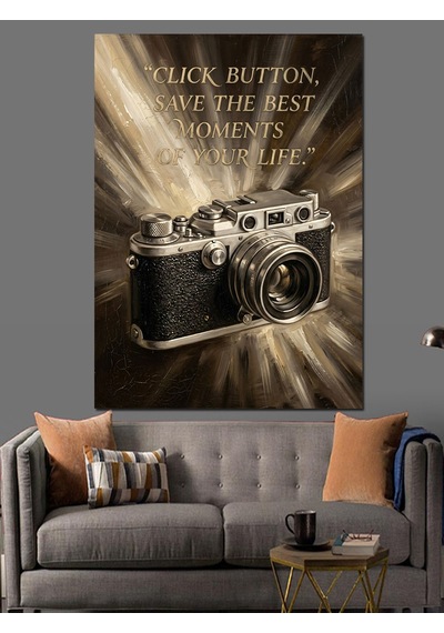Vintage Fotoğraf Makinesi Ve Yazı Dekoratif Kanvas - Mdf Ahşap Tablo