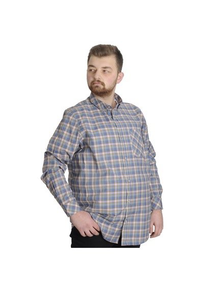 Mode Xl Büyük Beden Erkek Gömlek Ekose Uzun Kollu 23300 Mor 001