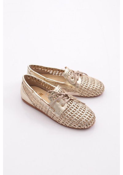 Dgn B00112 Kadin Delikli Oxford Ayakkabi Altın