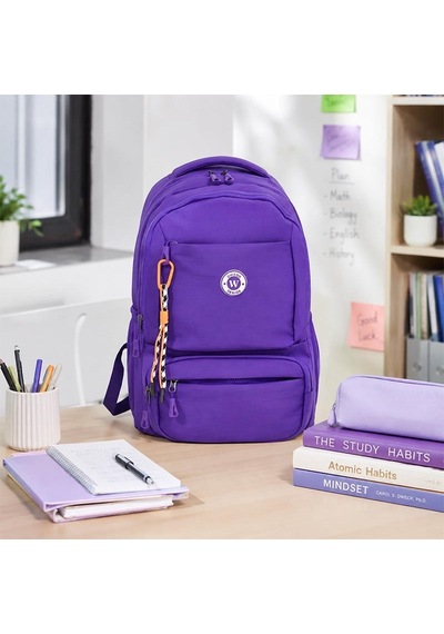 Unisex Çok Bölmeli Sırt Çantası Okul, Seyahat Ve Outdoor Kullanım Mor