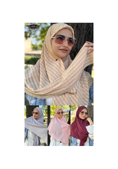 Aldaıyr 4 Adet - Jakarlı Caz Eşarp 120 X120 Pamuk Çok Renklig05-7