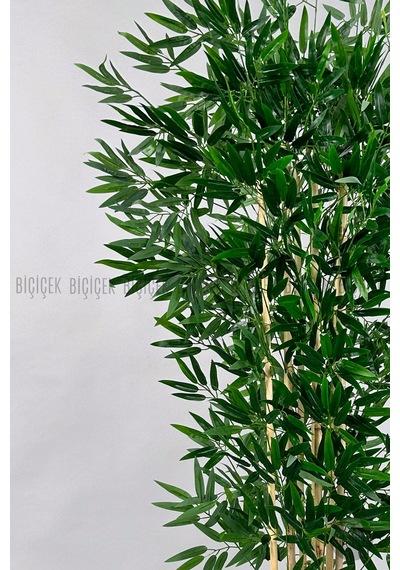Yapay Bambu Ağacı 170cm Gümüş Metal Saksıda H