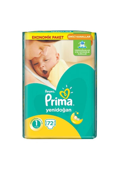 Prima Yenidoğan Bantlı 2-5 KG Bebek Bezi 1 Beden 72 Adet