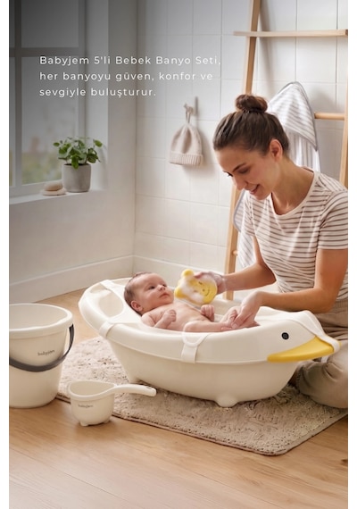 Babyjem Neşeli Ördek Banyo Seti 5 Parça Kum Beji Çok Renkli